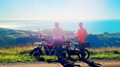 Akaroa: Lonely Beach Trail by E-Scooter. selfguided day out - How the day works: pickup, 5-minute practice, and your pace