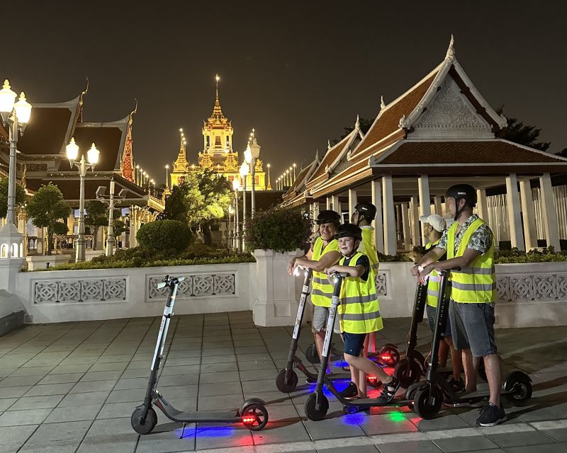Bangkok: Electric Scooter Tour by Night - Chao Phraya River to Santa Cruz Church: photos, breaks, and calm corners
