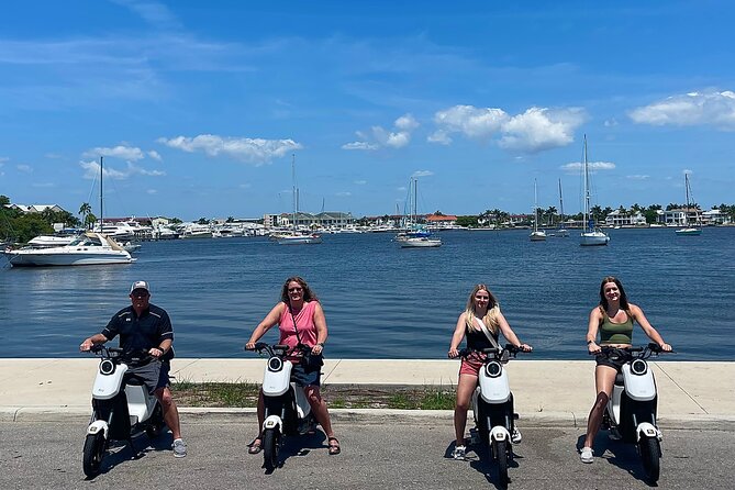 Electric Moped Tour of Naples Florida Family Fun and Easy To Ride - Crayton Cove and Naples City Dock: water views and dolphin watch time